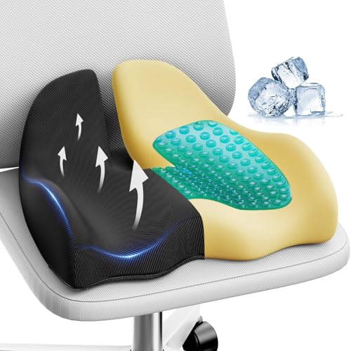Large Cooling Gel Memory Foam Seat Cushion for Long Sitting