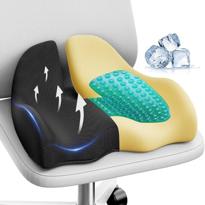 Large Cooling Gel Memory Foam Seat Cushion for Long Sitting
