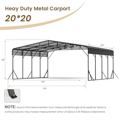 20'x20' Carport with Galvanized Steel Roof