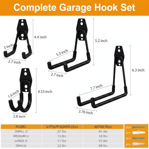 Garage Hooks 12 Pack Wall Hooks for Hanging Heavy Duty Ladders (12 Count)