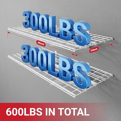 2 Pack 2x4ft Garage Shelving with Hooks (2 Count)