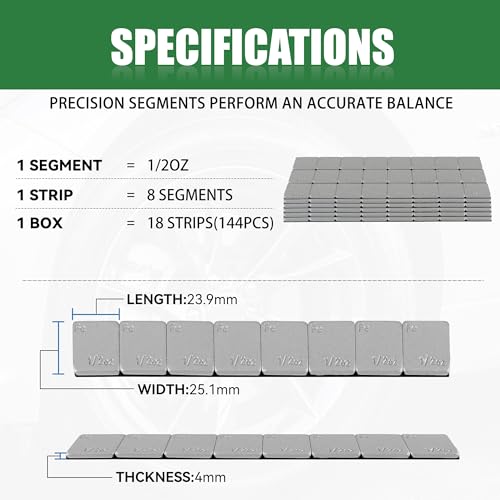 0.5 Oz Stick on Wheel Weights（144pcs (72 Ounce)