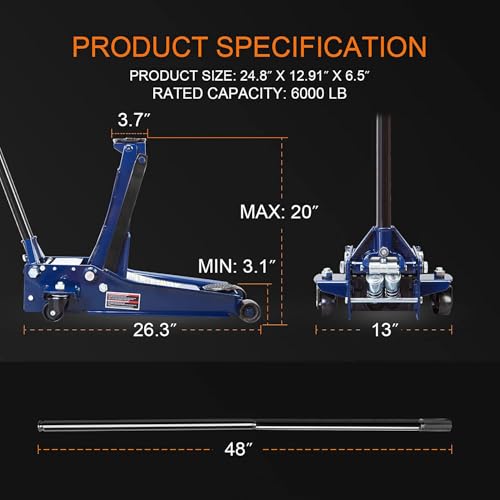 ATZ830026XU 1 Torin Ultra Low Profile Floor Jack Heavy Duty Hydraulic Steel Service