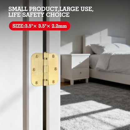 Rounded Door Hinges Brushed Brass 3.5 Inch 5 (18 Count)