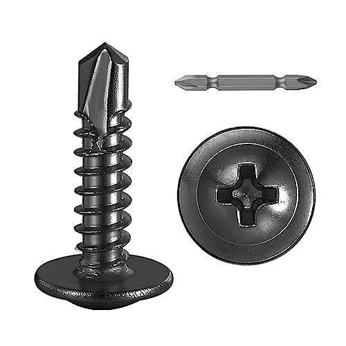 300 pcs) Wensilon #10×3/4” for Sheet Metal Self-Tapping Screws 410 Black Stainless Steel Truss Head High-Strength Quick Tapping