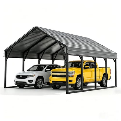 20x20 FT Carport Heavy Duty Metal Covered Carport Car Port with Galvanized Steel Roof & Frame