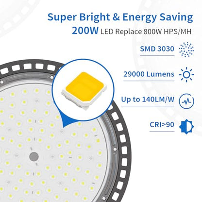 200W UFO High Bay LED Shop Lights (6 Count)