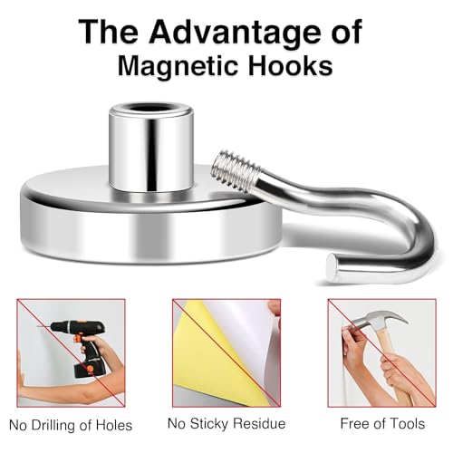 Magnetic Hooks 85lbs Strong Magnets Hook Heavy Duty (36 Count)