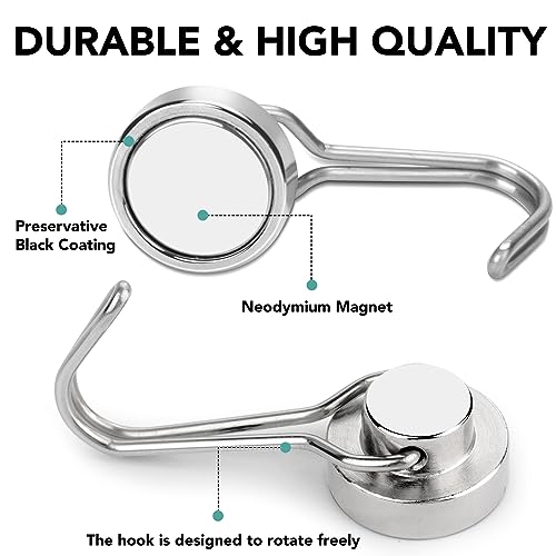 Magnetic Hooks 28 Pack 40Lbs Heavy Duty Neodymium Magnet Hook (28 Count)