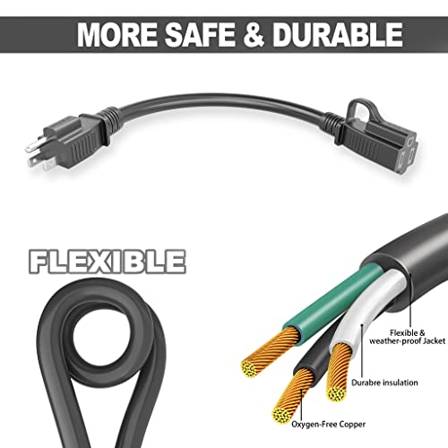 Indoor Outdoor Black Extension Cord 10 FT Waterproof 16