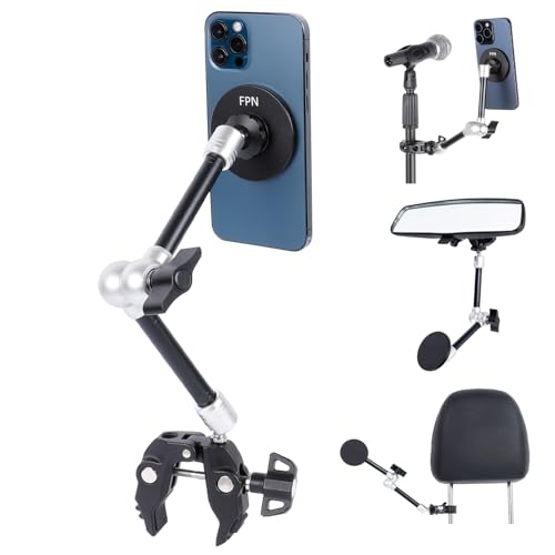 All Metal Magnetic Phone Holder with Super Clamp&10″ Long Arm for Magsafe
