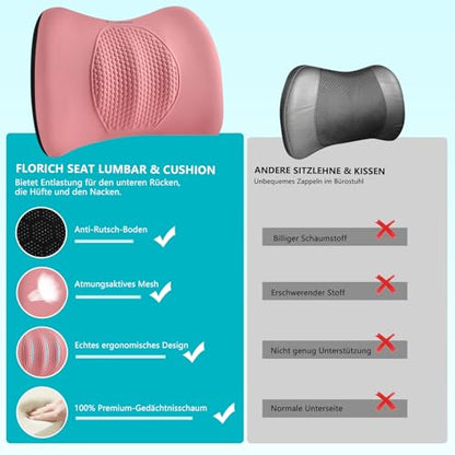 3 PCS Seat Cushion for Carseat Lumbar Support Pillow Car Neck Headrest Pillows Memory Foam Gel Memory Foam Massage Point Seat Pads Pressure Relief Back Cushion for Office Chair (3 Count)
