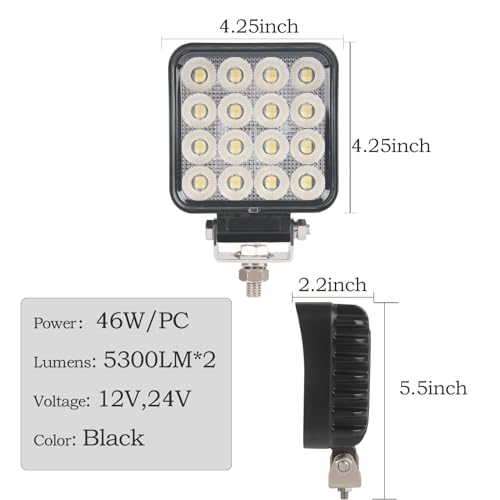 4.3" 12v Flood Light for Tractor (2 Count)