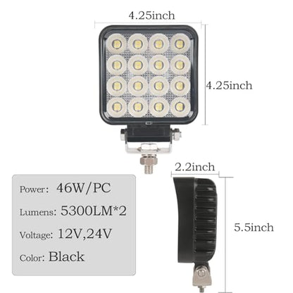 4.3" 12v Flood Light for Tractor (4 Count)