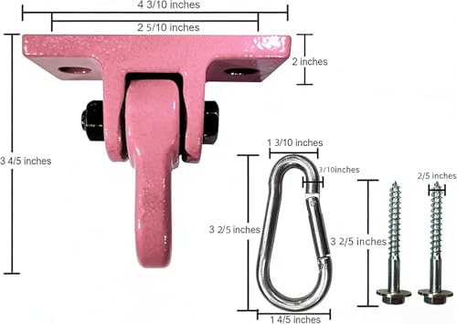 Heavy Duty Pink Swing Hangers Screws Bolts Included Over 5000 lb Capacity Playground Porch Yoga Seat Trapeze Wooden Sets Indoor Outdoor 2 Pack (2 Count)