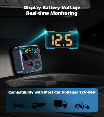 FM Transmitter Bluetooth Car Adapter 42W Fast Charge