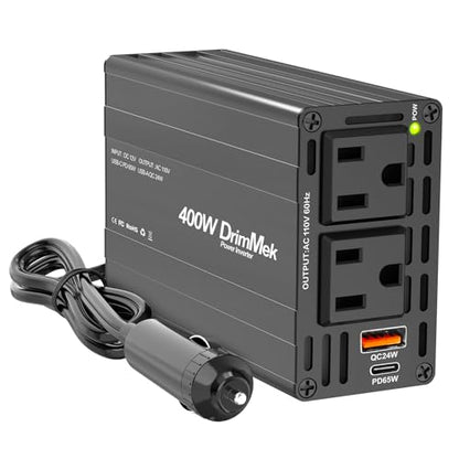 400W Car Power Inverter 12V to 110V AC｜24W+65W USB C