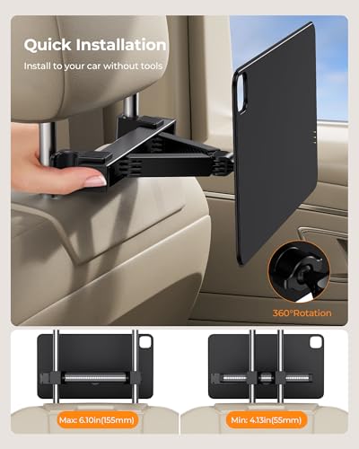 Magnetic Wireless Charging Car Headrest Tablet Holder for iPad Pro 13'' M4