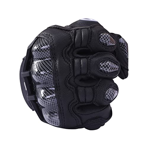 Mens Leather Motorbike Gloves KM046 Black L