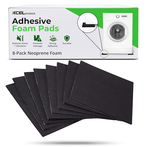 Anti Vibration Pads Furniture Pads Self Stick Versatile Adhesive Foam Rubber Pads Sheets for Appliances and Furniture (8 Count)