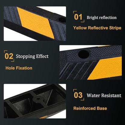 2 Pack 72" Rubber Parking Curbs with Bolts