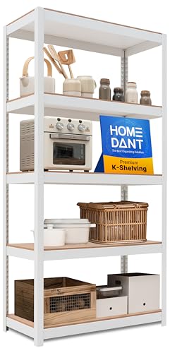 House White 36.2" W 5 Tier Storage Shelves Garage Shelving Unit