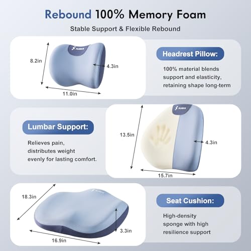 Seat Cushion and Lumbar Support Pillow for Office Chair Car