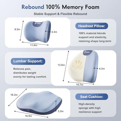 Seat Cushion and Lumbar Support Pillow for Office Chair Car