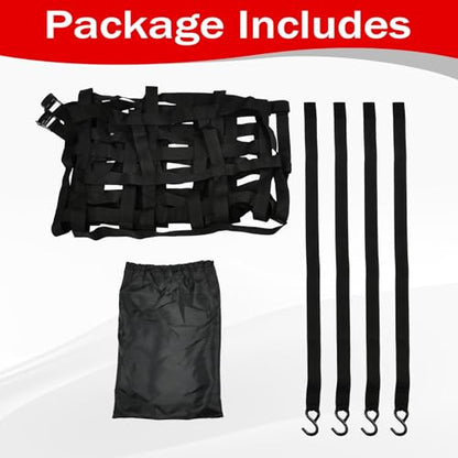 66" x 50" Truck Bed Cargo Net with Adjustable Cam Buckles & S