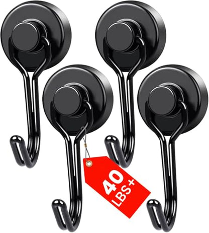 Magnetic Hooks 4 Pack 40Lbs Heavy Duty Neodymium Magnet Hook