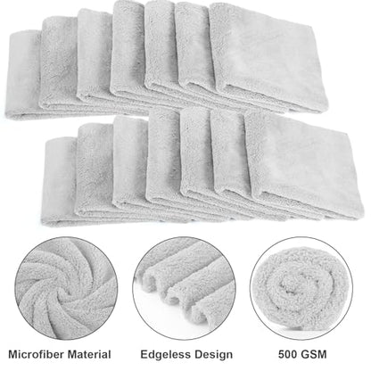 30 Pcs 16 x 16 Inch Edgeless Microfiber Plush Towels for Cars Detailing Drying Wash Polishing Absorbent Cleaning Cloths (30 Count)