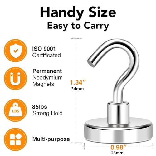 Magnetic Hooks 85lbs Strong Magnets Hook Heavy Duty (36 Count)