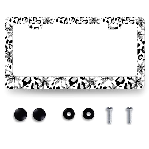 Stainless Steel Hawaii Leopard Palm Tree License Plate Frame 12.3 x 6.3Inch