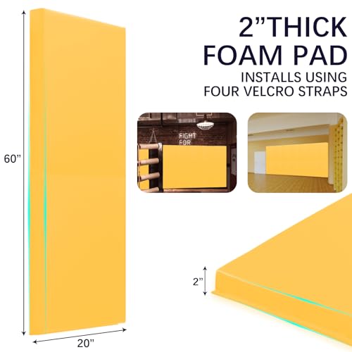 60" 72" High Gym Wall Padding 2" Thick Foam Basketball Court Wall Mount Protector for Garage Taekwondo Babyroom