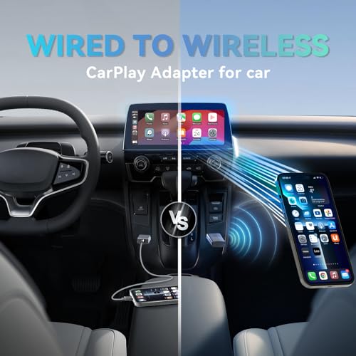 Wireless CarPlay Adapter for Apple Converts Cars Factory Wired CarPlay to Wireless CarPlay Compatible with iPhone iOS 10+ and 2016+ Cars