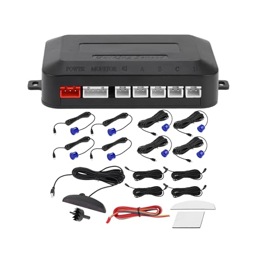 Universal Car Auto Vehicle Reverse Backup Radar System Reverse Parking Sensors Alarm Buzzer Reminder Distance Detection Dark Blue 8 Parking Sensors