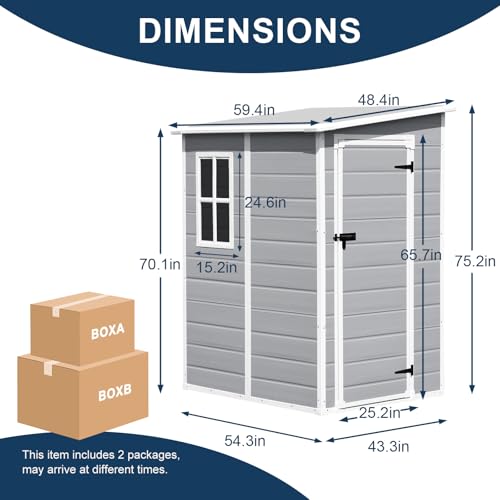 5x3 FT Small Resin Storage Shed with Floor Included