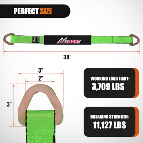 2" x 38" Axle Tie Down Straps with D (4 Count)