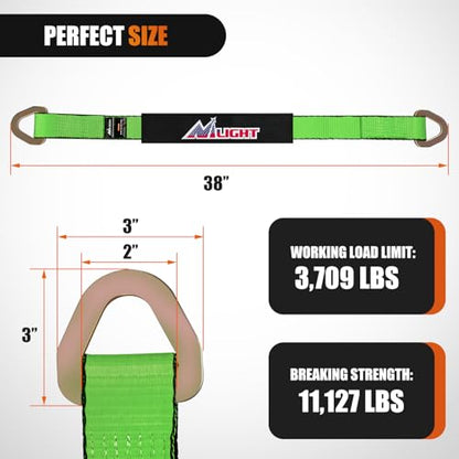 2" x 38" Axle Tie Down Straps with D (4 Count)