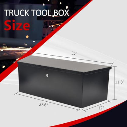 Black Steel Trailer Tongue Truck Box 35 x 12.2 x 11.8 Inch