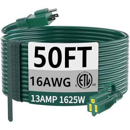 16 3 Gauge Indoor Outdoor Green Extension Cord 50 ft Waterproof