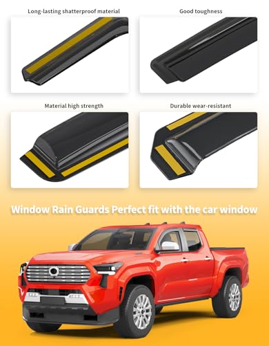 Window Visors Rain Guards for Toyota Tacoma DoubleCab 2024 (4 Count)