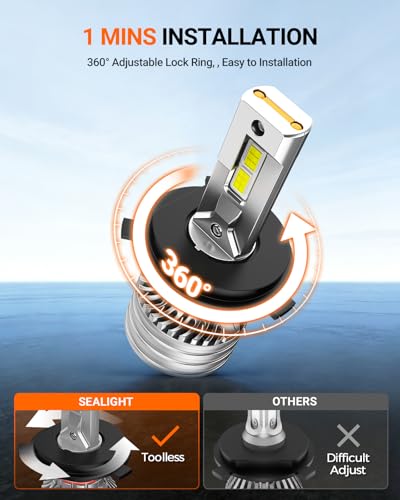 H4 Bulbs, 120,000LM 1700% Brightness, 9003 HB2 H4 6500K Cool White LED Bulbs, IP68 Waterproof 80000Hrs Lifespan, 5X Heat Dissipation driving LED Bulbs, Plug and Play, 2 Pack