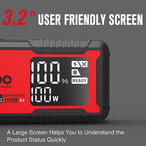 GT4000S 12V 4000A Peak Jump Starter with 100W Two