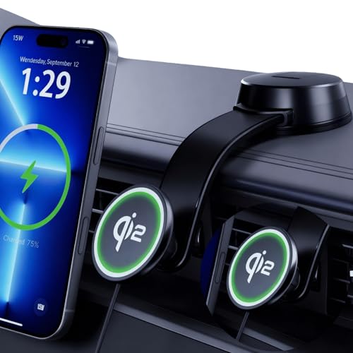 Upgrade [Qi2 Certified] 15W for MagSafe Wireless Car Charger Mount