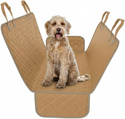 Beige XL Dog Car Hammock Back Seat Cover