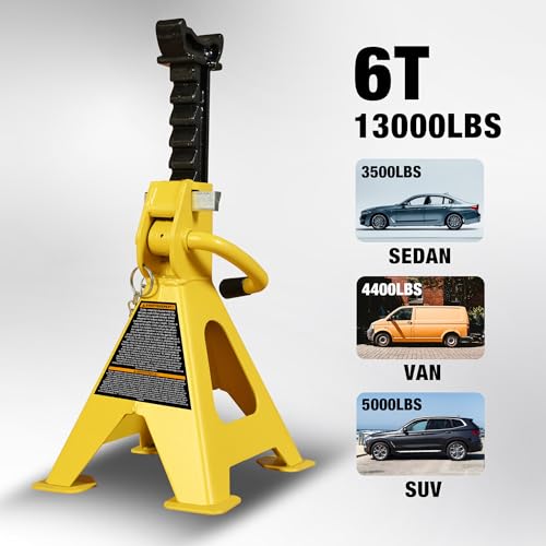Jack Stands 6 Ton with Double Locking and Large Foot Base for Lifting SUVS