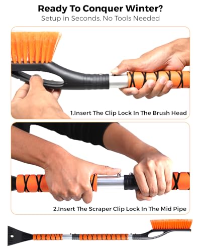 43" Ice Scrapers for Car Windshield Extendable 3 Parts Detachable (2 Count)