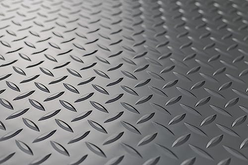 Lite Diamond Tread Pattern Slate Grey Vinyl Rollout Garage Flooring Protector Mat for the Garage and Beyond