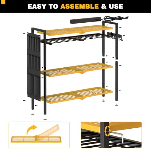 Power Tool Organizer Cart with Charging Station